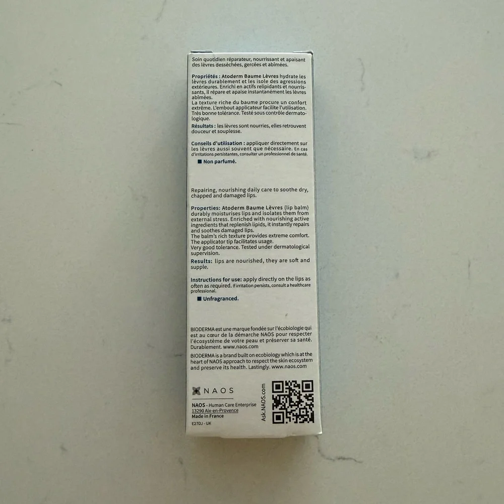 Bioderma Atoderm Restorative Lip Balm for Dry Chapped Lips - 0.5 OZ/15‎ ml - NWB